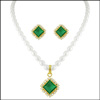 Green stone pearl set - SJPDEC-021 - Click here to View more details about this Product